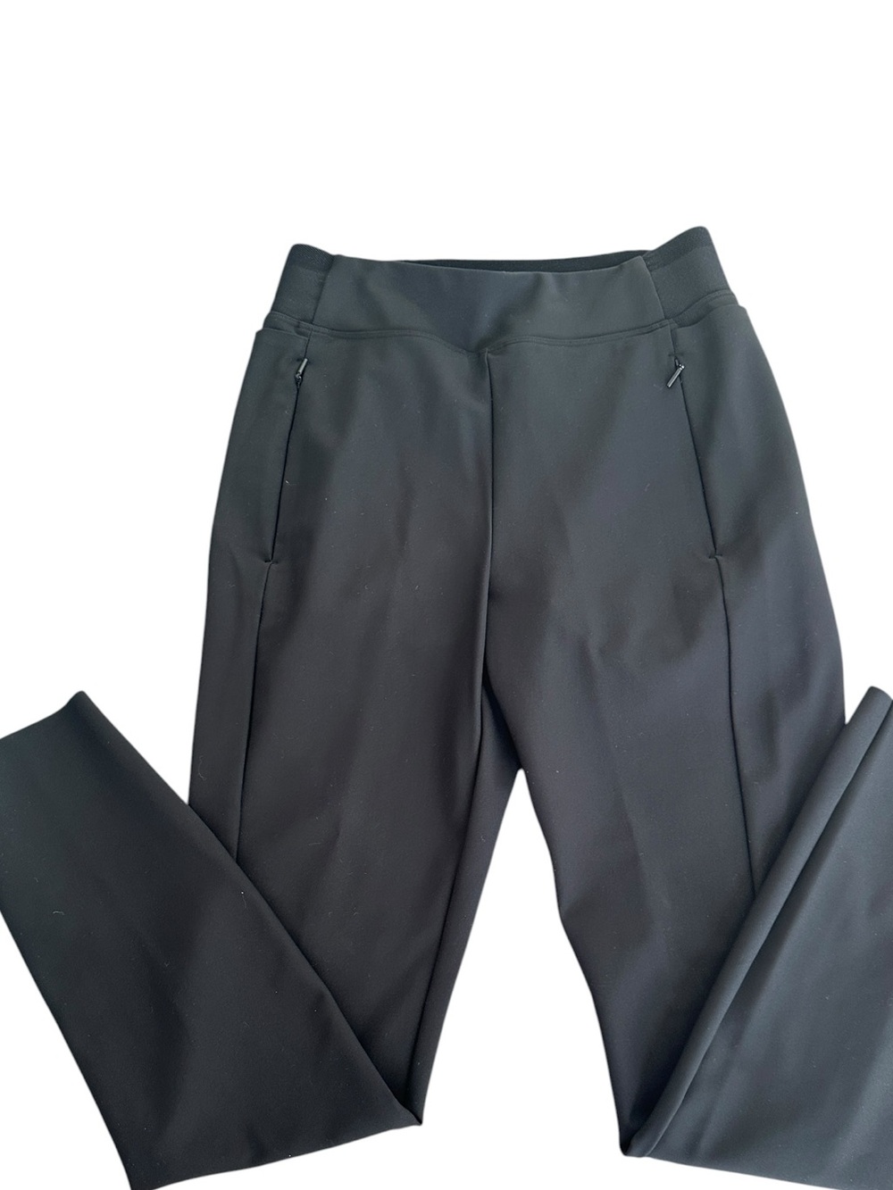 Athleta Black Athletic Travel Pants Women Size 2 Zip Pocket Stretch Ankle Zip